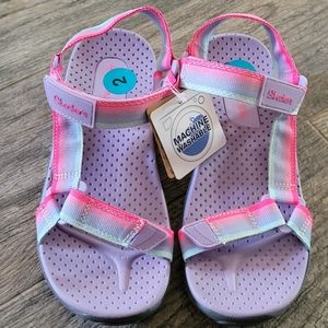 Sketchers REGGAE Strappy Sandals Machine Washable Lavender Multi Girls Size 2